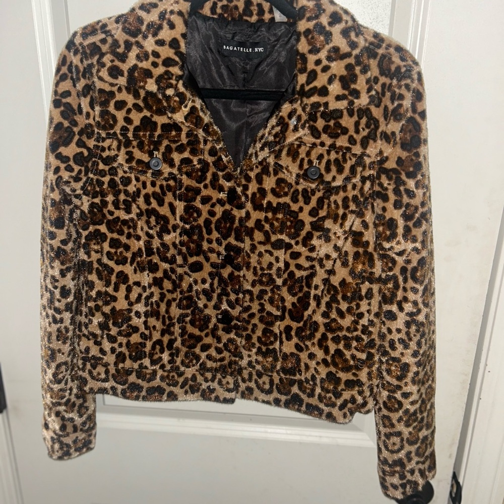 Sincerely Jules Brown and Black Teddy Jacket Leopard Print